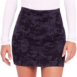 Free People Modern Femme Denim Mini - Black Camo